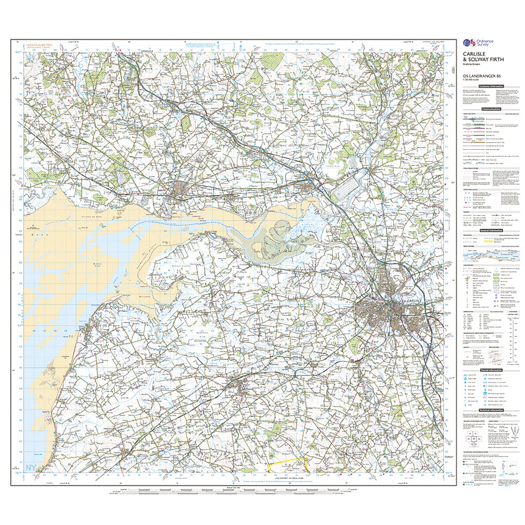 Landranger Active 85 Carlisle & Solway Firth, Gretna Green Map With Digital Version