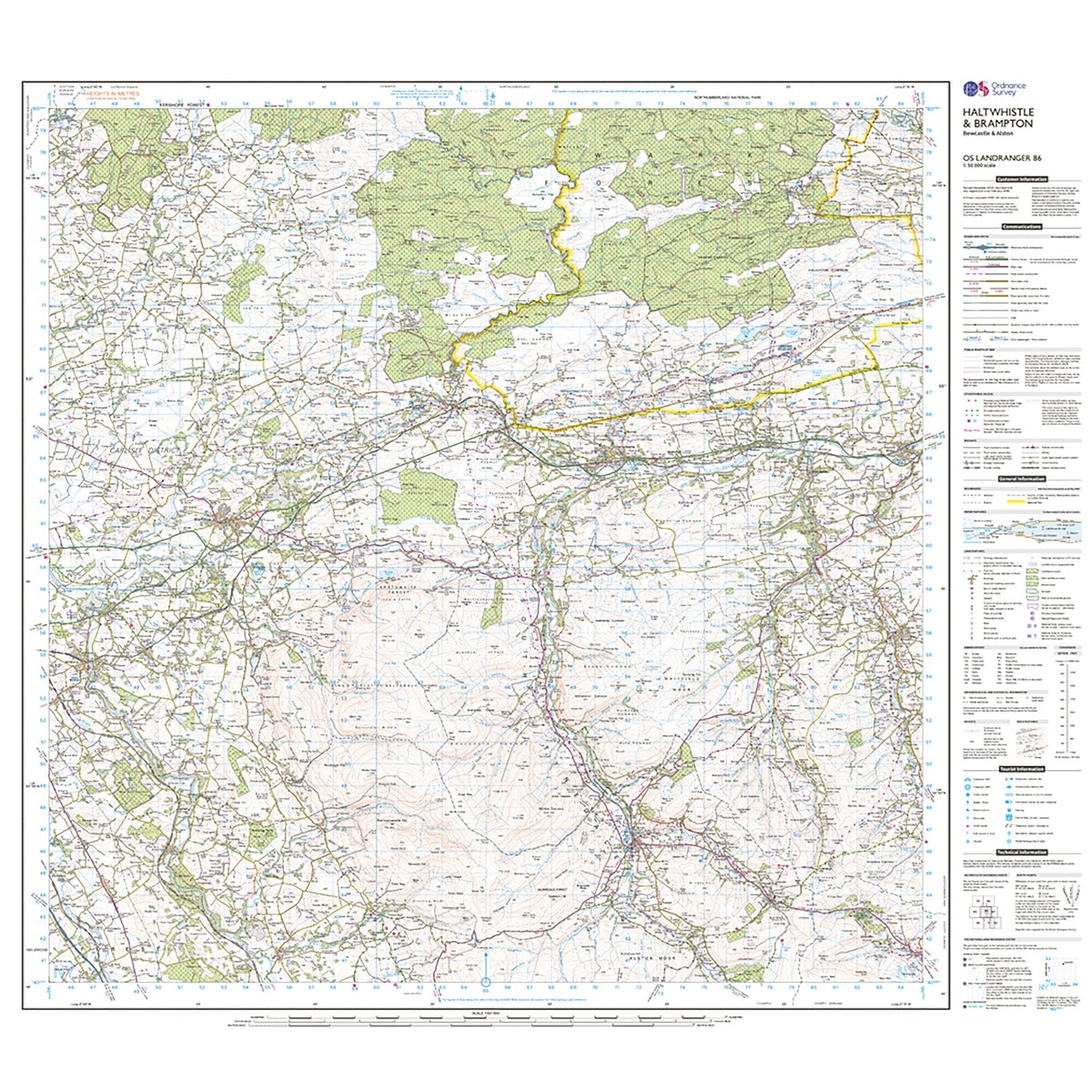 Landranger Active 86 Haltwhistle & Brampton, Bewcastle & Alston Map With Digital Version