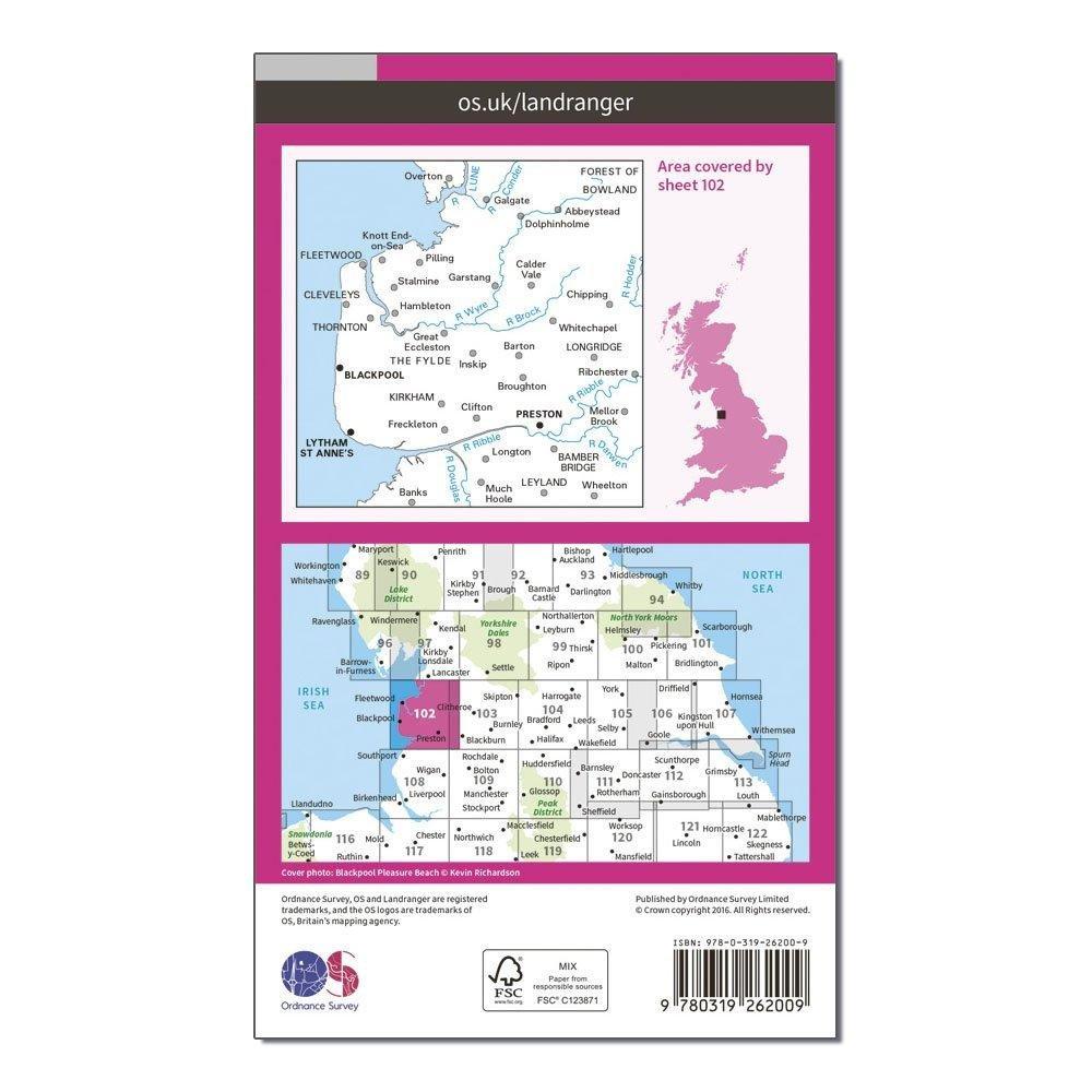 Landranger 102 Preston & Blackpool, Lytham Map With Digital Version
