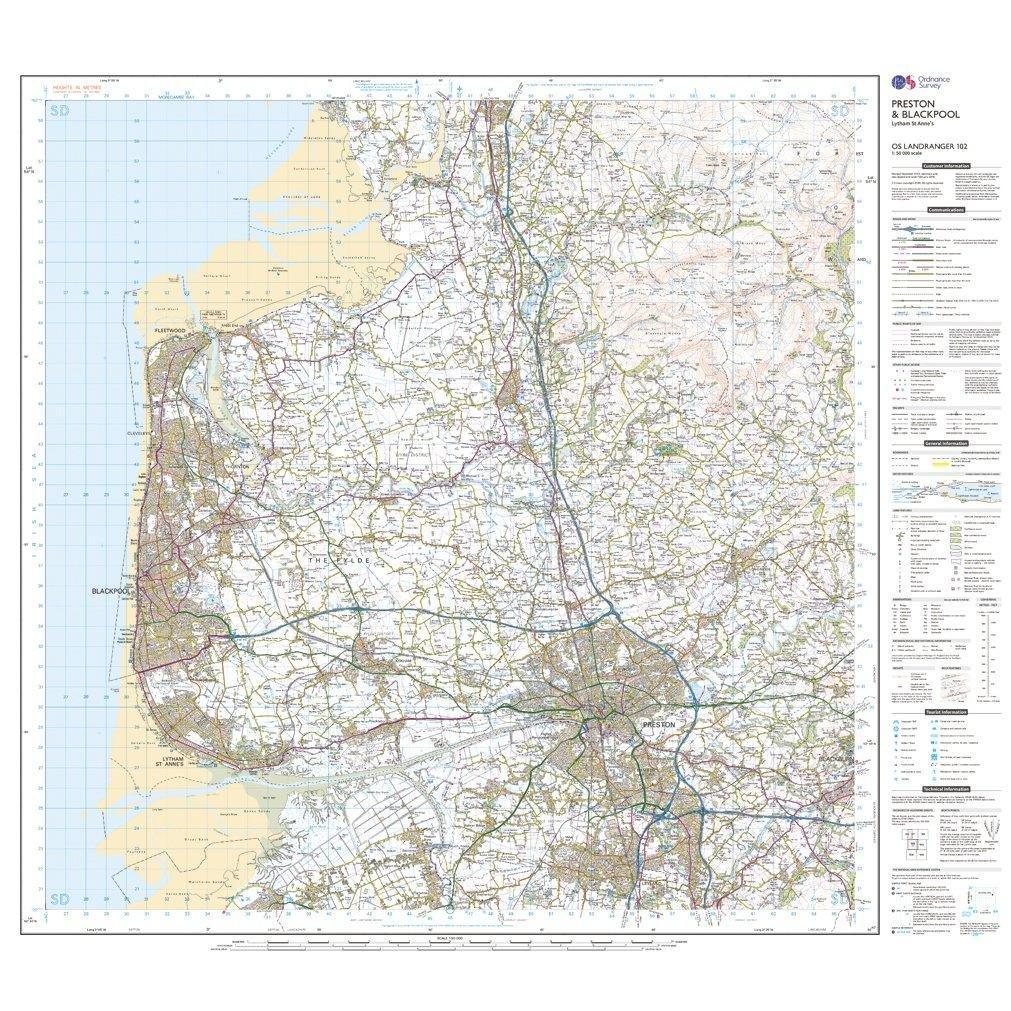 Landranger 102 Preston & Blackpool, Lytham Map With Digital Version