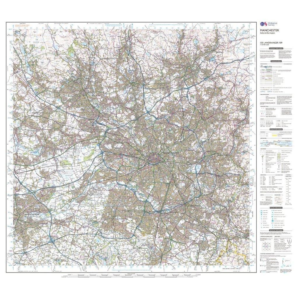 Landranger 109 Manchester, Bolton & Warrington Map With Digital Version