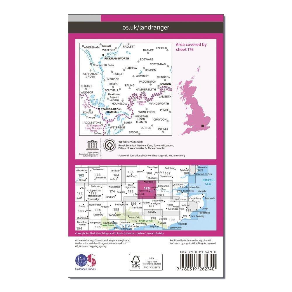 Landranger 176 West London, Rickmansworth & Staines Map With Digital Version