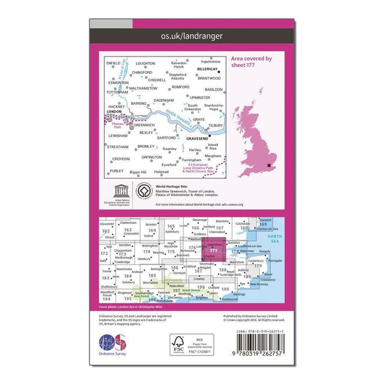 Landranger 177 East London, Billericay & Gravesend Map With Digital Version