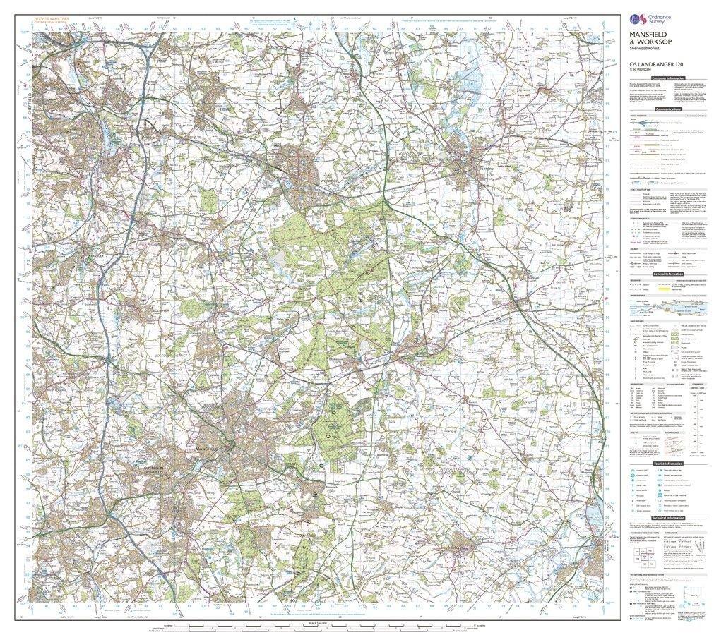 Landranger 120 Mansfield & Worksop, Sherwood Forest Map With Digital Version