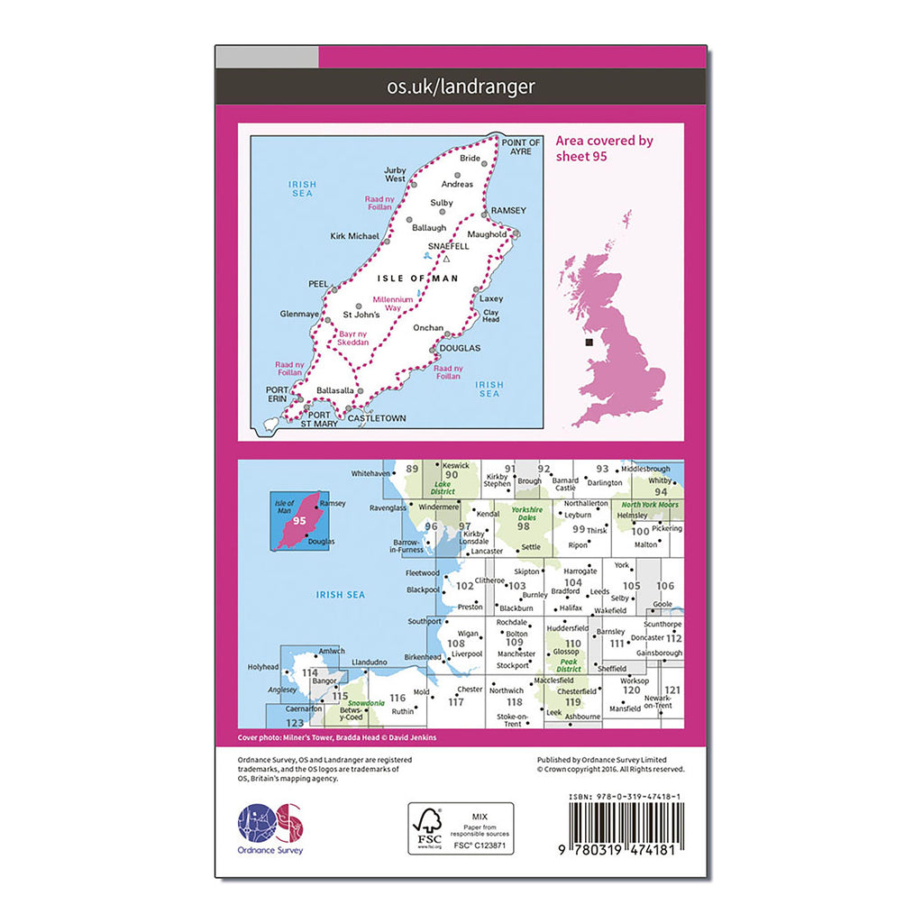 Landranger Active 95 Isle of Man Map With Digital Version