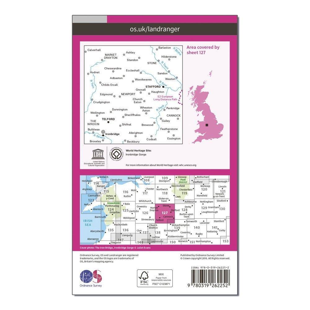 Landranger 127 Stafford & Telford, Ironbridge Map With Digital Version