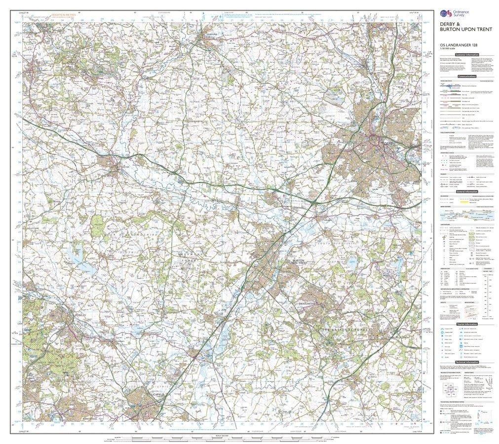 Landranger 128 Derby & Burton upon Trent Map With Digital Version