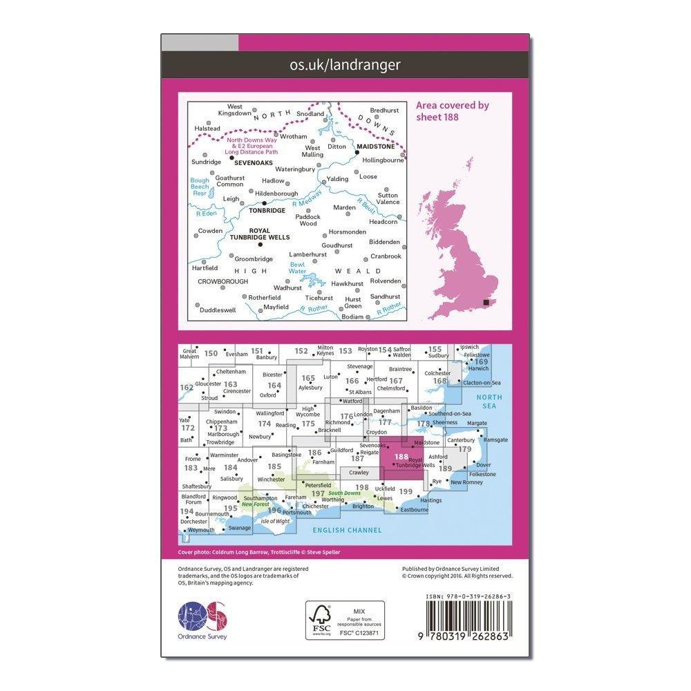 Landranger 188 Maidstone & Royal Tunbridge Wells Map With Digital Version