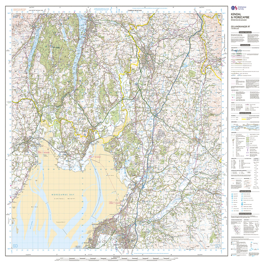 Landranger Active 97 Kendal, Morecambe, Windermere & Lancaster Map With Digital Version
