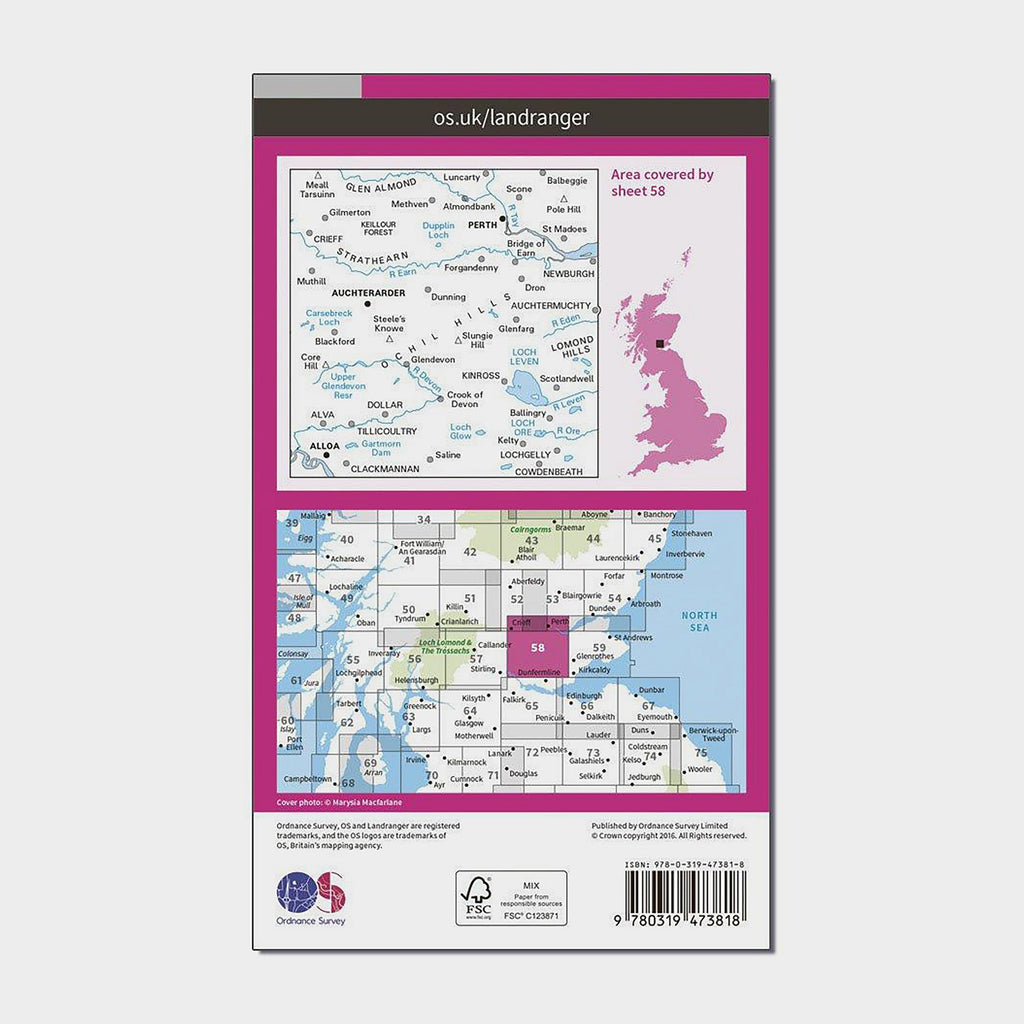 Landranger Active 58 Perth & Alloa, Auchterarder Map With Digital Version