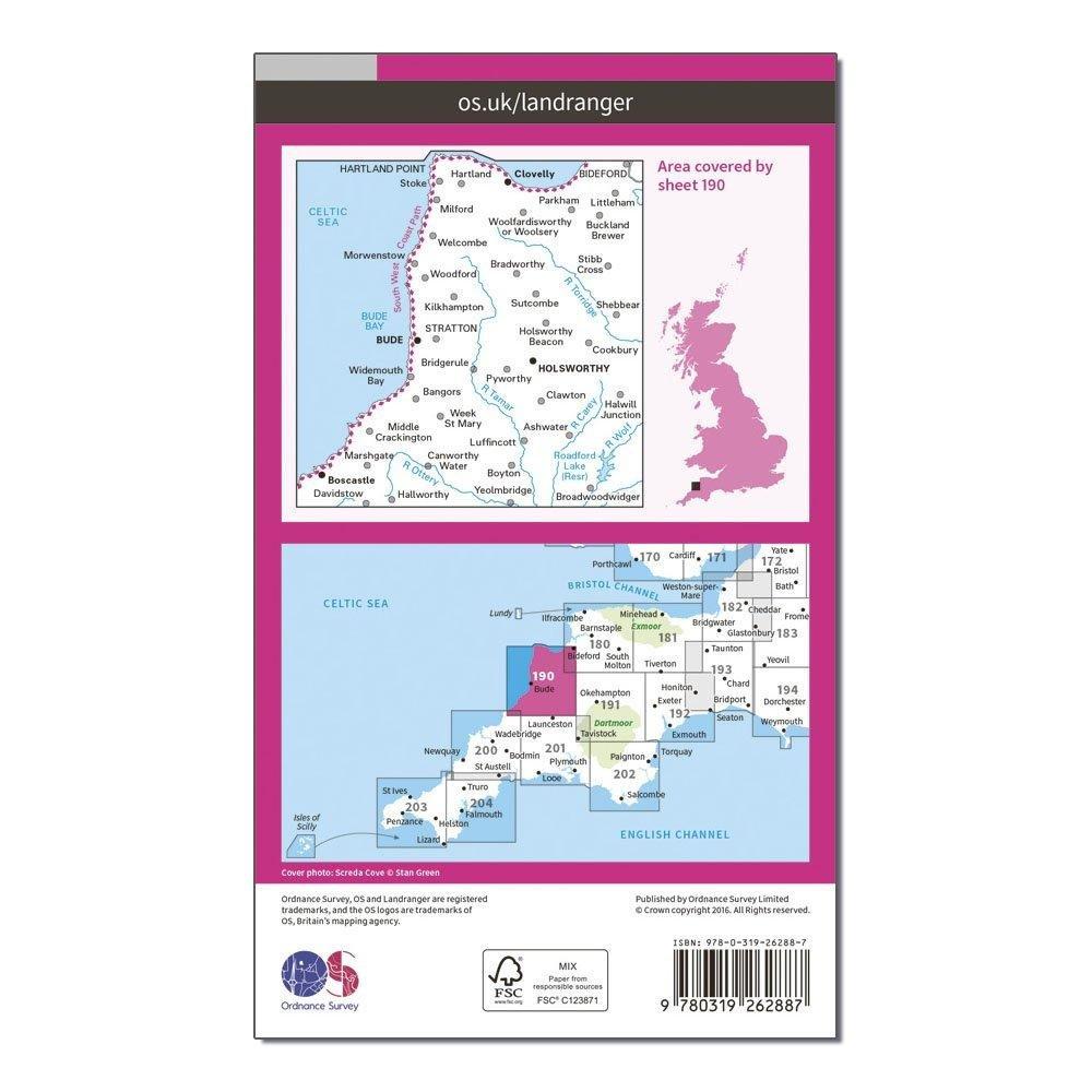 Landranger 190 Bude & Clovelly, Boscastle & Holsworthy Map With Digital Version