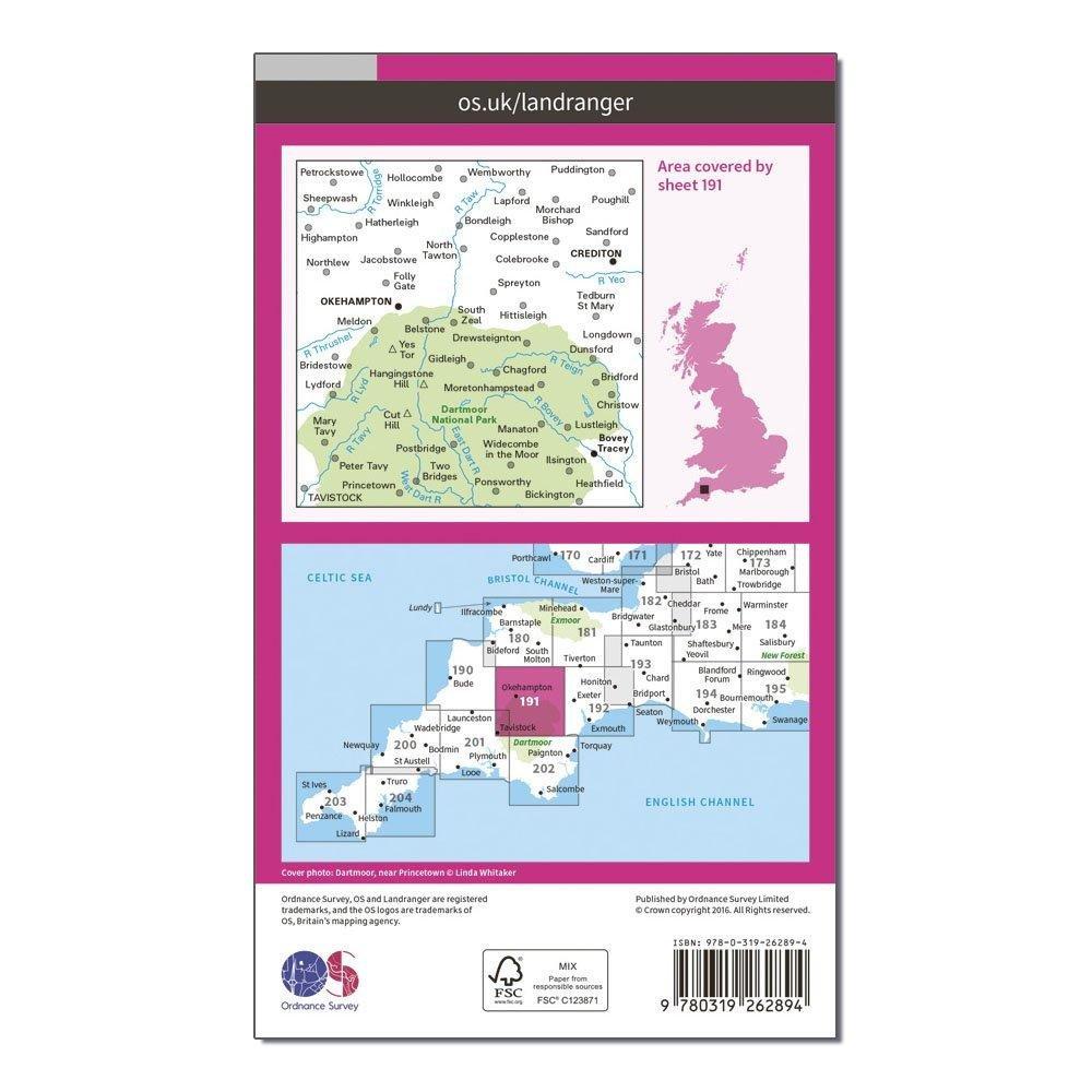 Landranger 191 Okehampton & North Dartmoor Map
