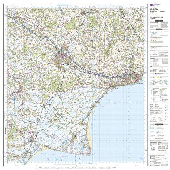Landranger Active 189 Ashford & Romney Marsh, Rye & Folkestone Map With Digital Version