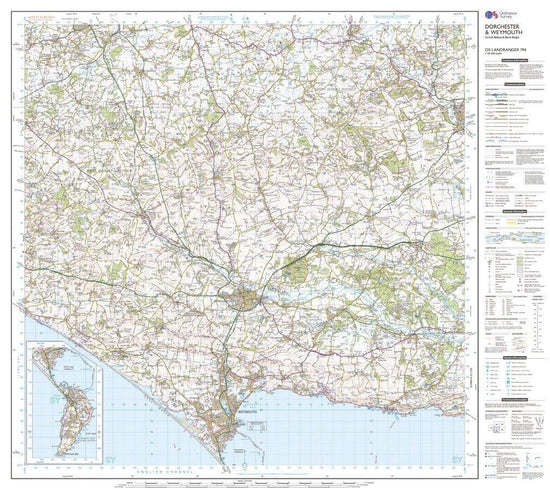 Landranger 194 Dorchester & Weymouth, Cerne Abbas & Bere Regis Map With Digital Version