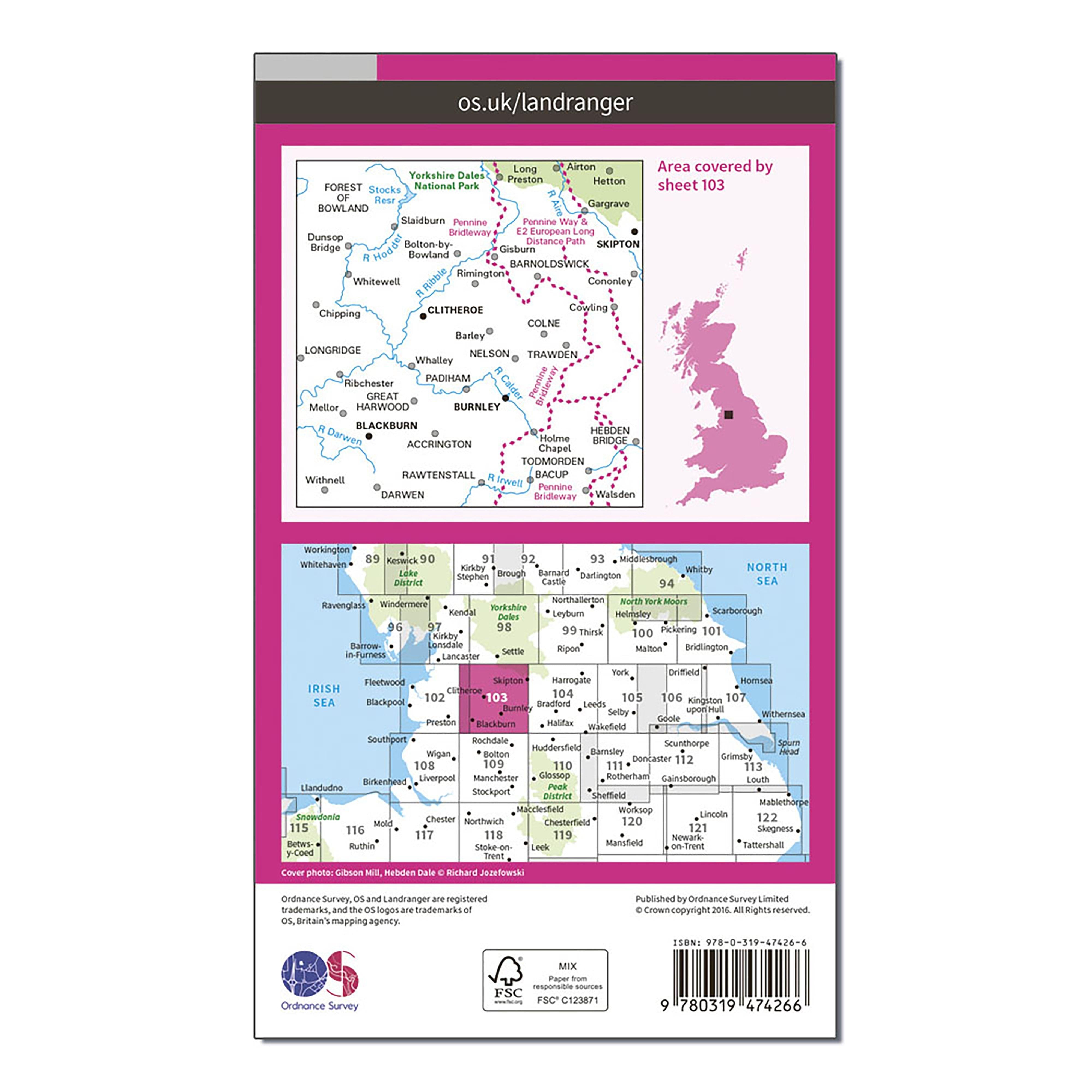 Landranger Active 103 Blackburn & Burnley, Clitheroe & Skipton Map With Digital Version