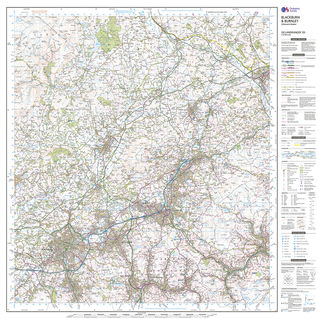 Landranger Active 103 Blackburn & Burnley, Clitheroe & Skipton Map With Digital Version