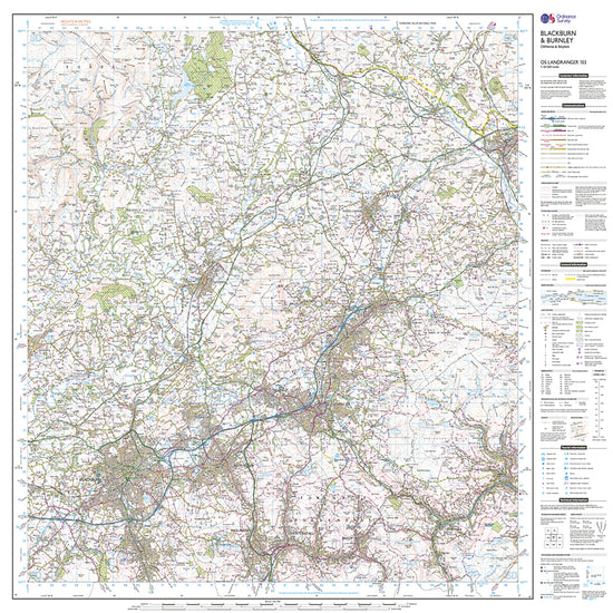 Landranger Active 103 Blackburn & Burnley, Clitheroe & Skipton Map With Digital Version