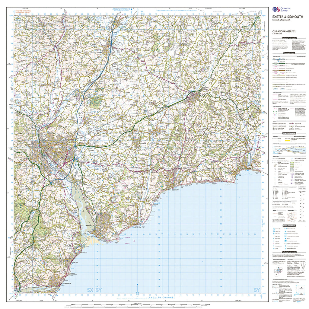 Landranger Active 192 Exeter & Sidmouth, Exmouth & Teignmouth Map With Digital Version