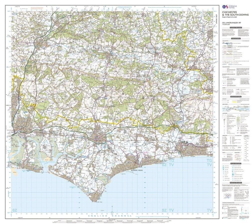 Landranger 197 Chichester & The South Downs Map With Digital Version