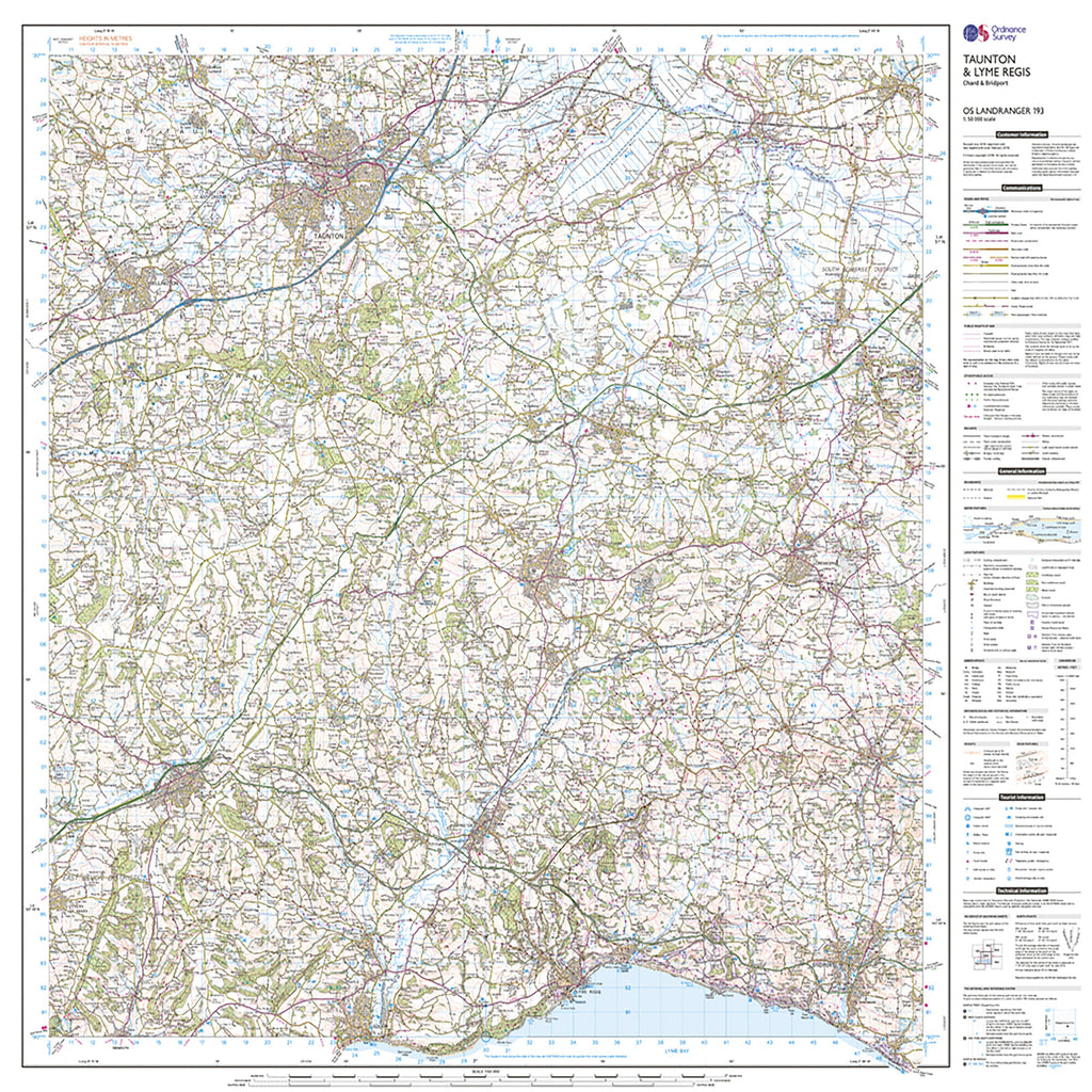 Landranger Active 193 Taunton & Lyme Regis, Chard & Bridport Map With Digital Version