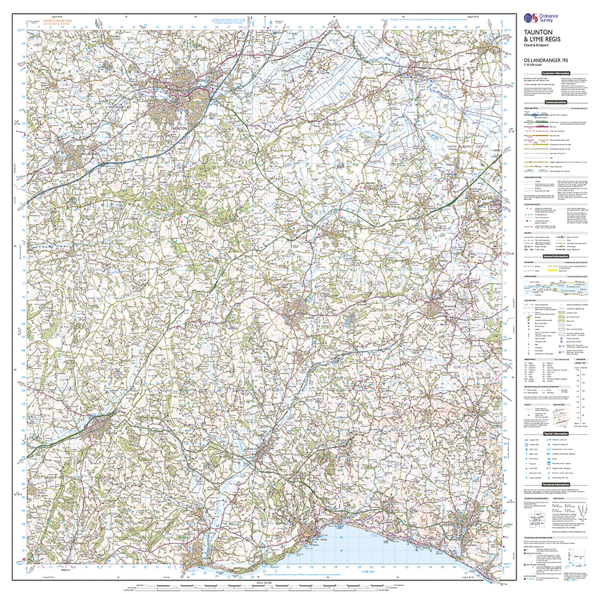 Landranger Active 193 Taunton & Lyme Regis, Chard & Bridport Map With Digital Version