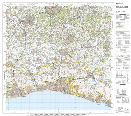Landranger 198 Brighton & Lewes, Haywards Heath Map With Digital Version