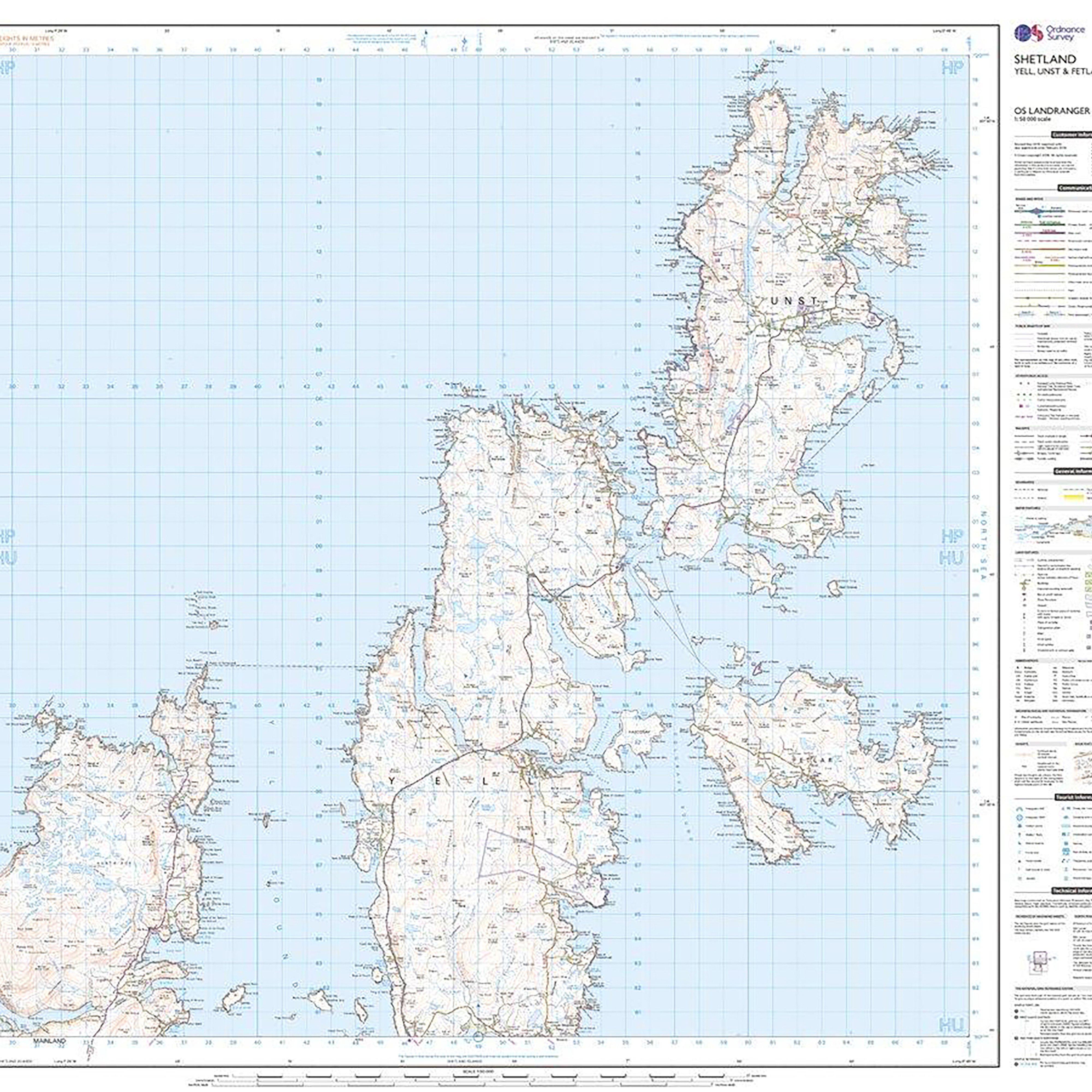 Landranger Active 1 - Shetland  Yell, Unst and Fetlar Map With Digital Version