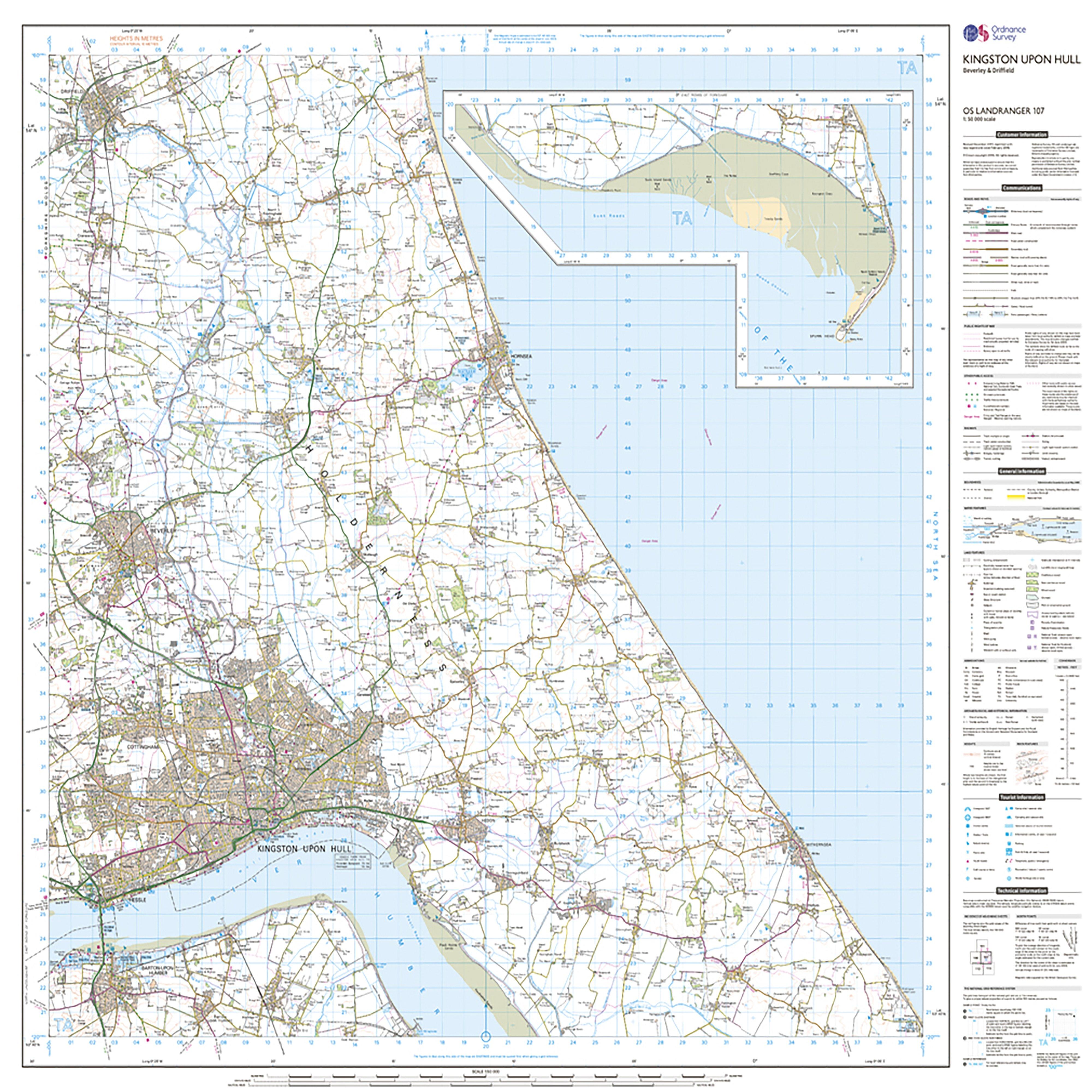 Landranger Active 107 Kingston upon Hull, Beverley & Driffield Map With Digital Version
