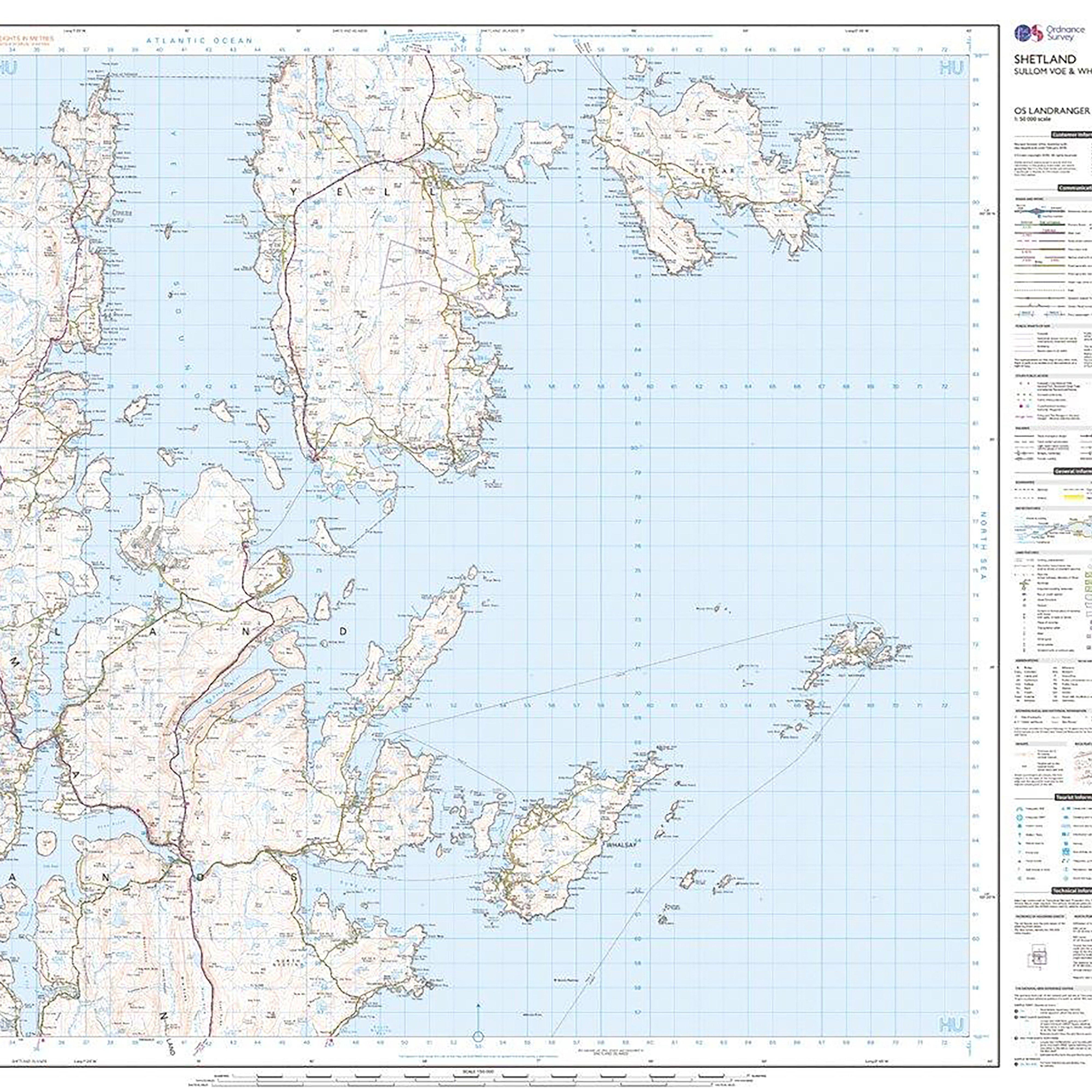 Landranger Active 2 Shetland  Sullom Voe & Whalsay Map With Digital Version