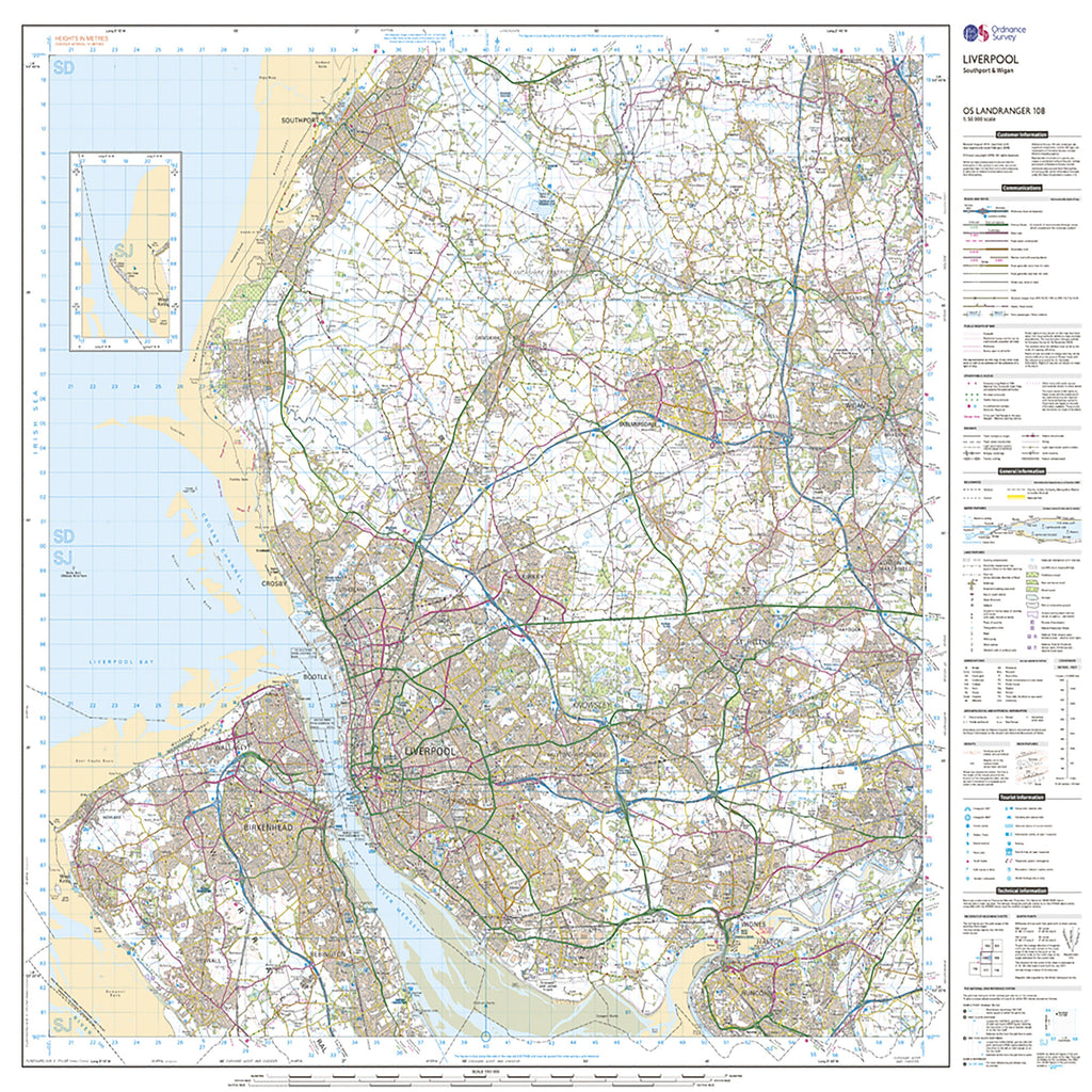 Landranger Active 108 Liverpool, Southport & Wigan Map With Digital Version
