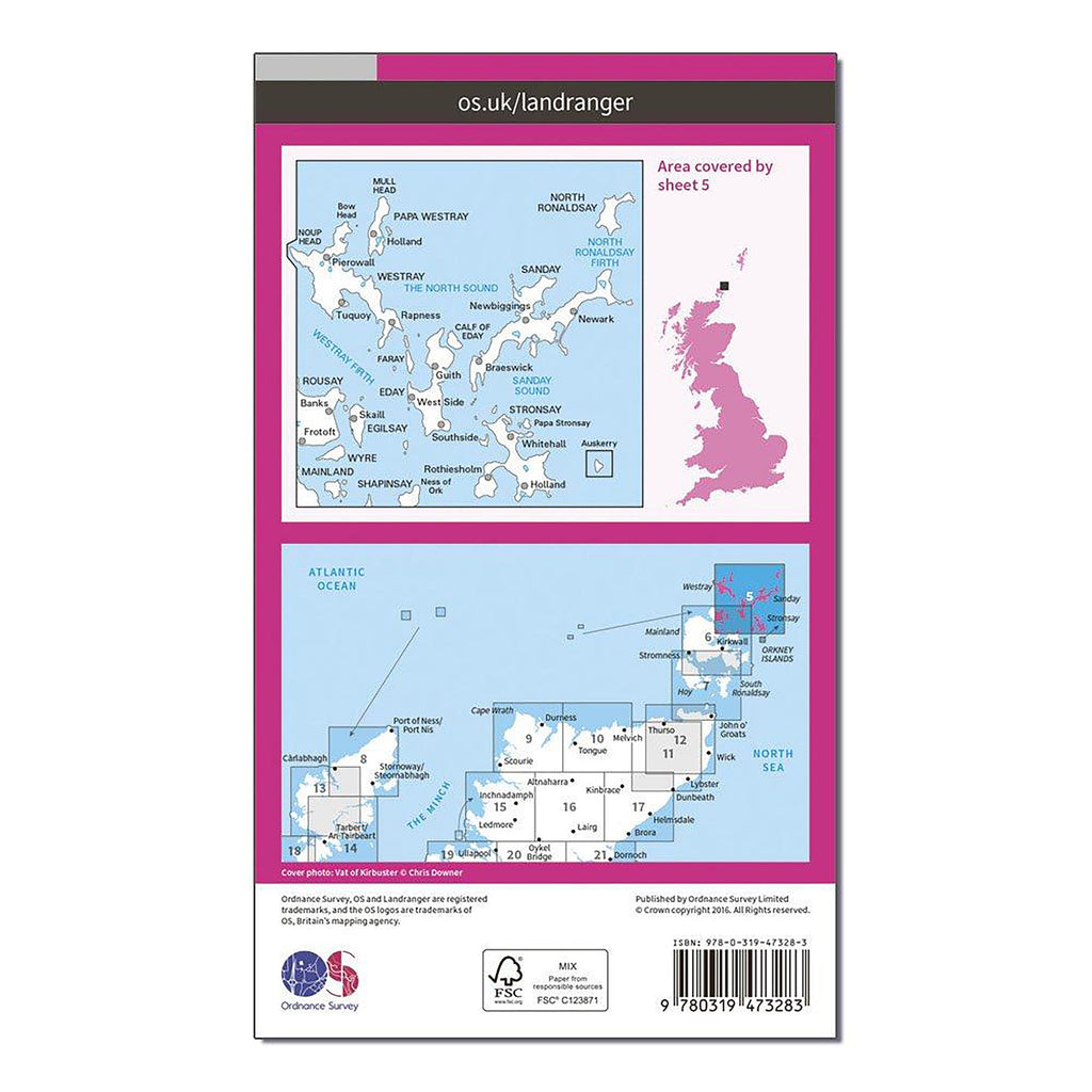 Landranger Active 5 Orkney  Northern Isles Map With Digital Version