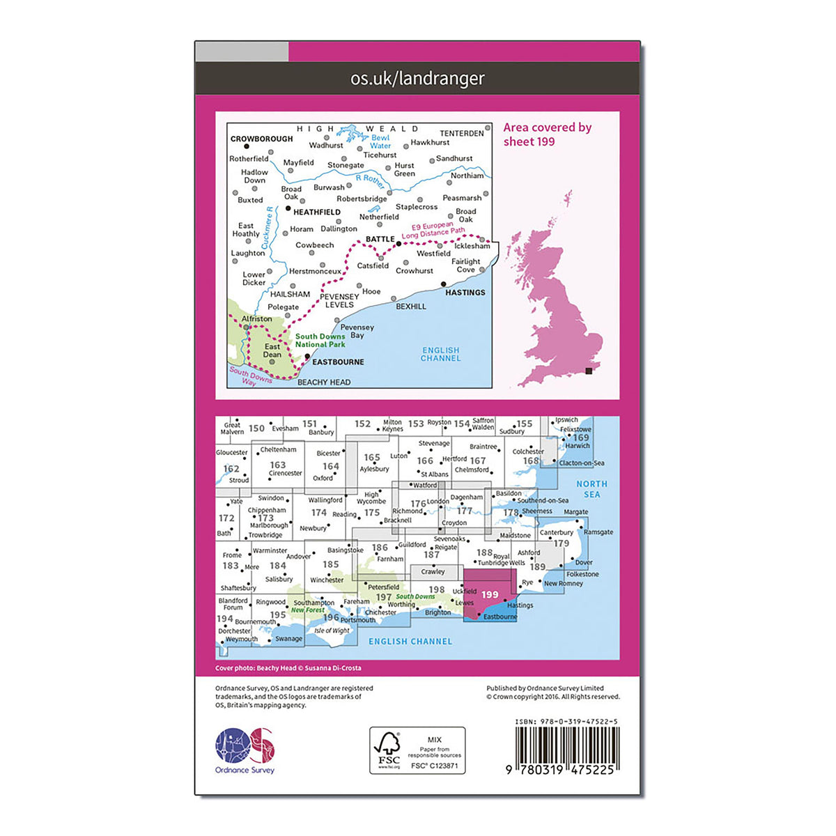 Landranger Active 199 Eastbourne & Hastings, Battle & Heathfield Map With Digital Version
