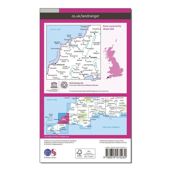 Landranger Active 200 Newquay, Bodmin, Camelford & St Austell Map With Digital Version