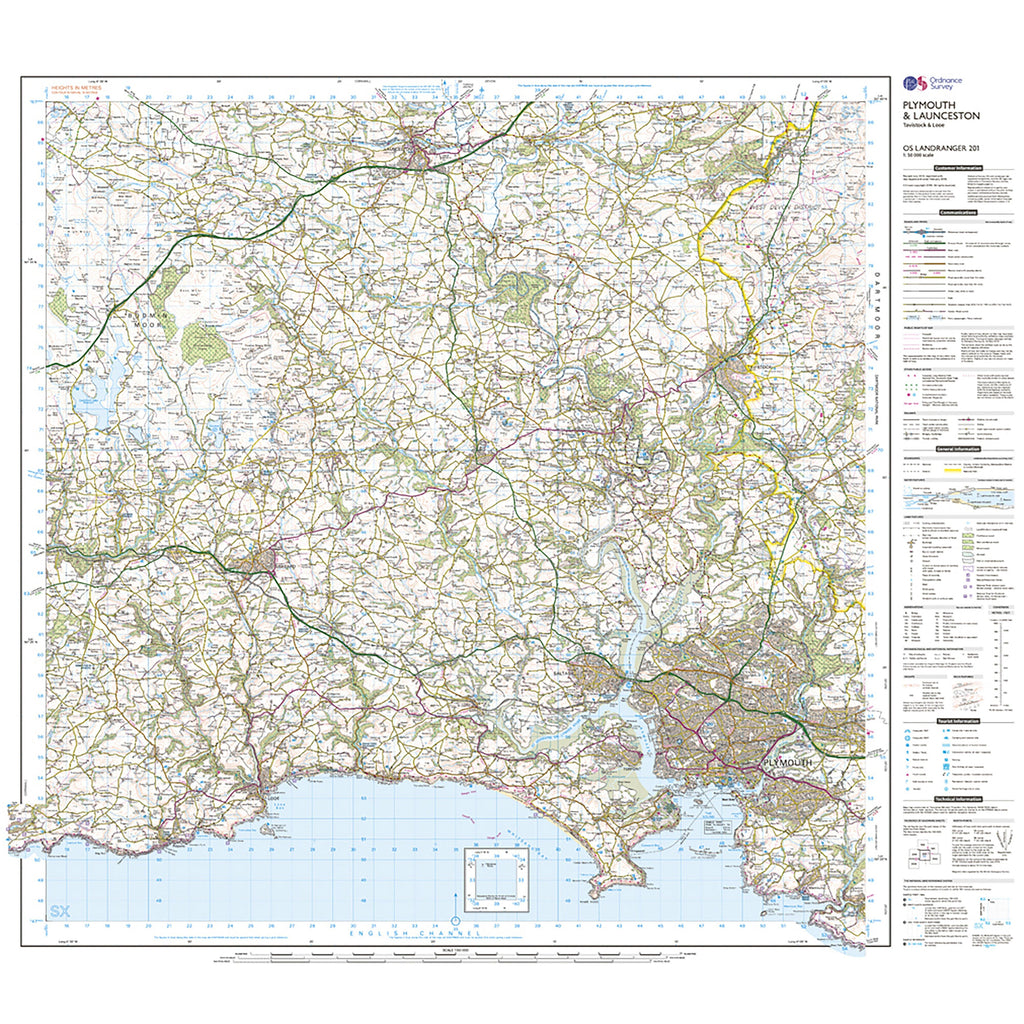 Landranger Active 201 Plymouth, Launceston, Tavistock & looe Map With Digital Version