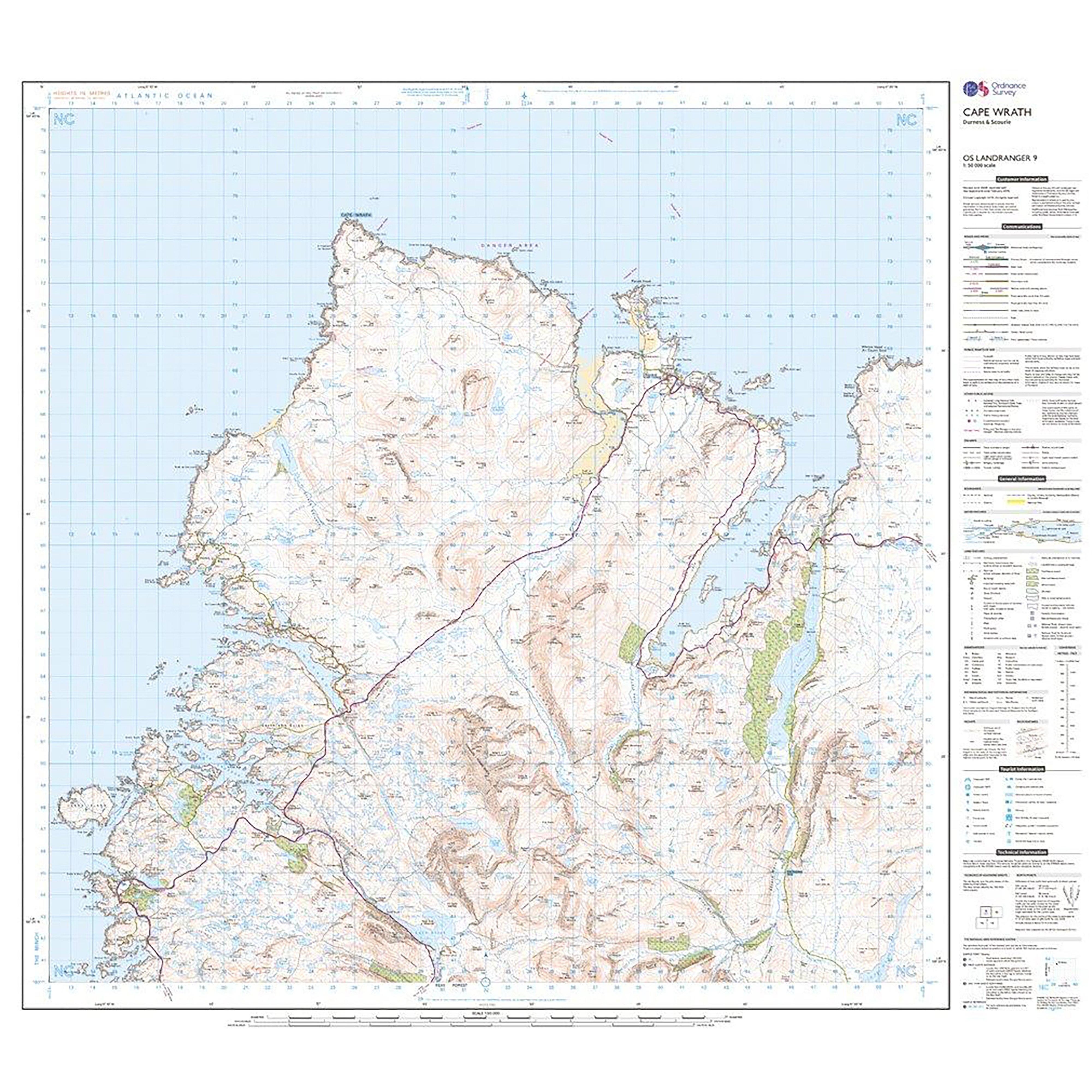 Landranger Active 9 Cape Wrath, Durness & Scourie Map With Digital Version