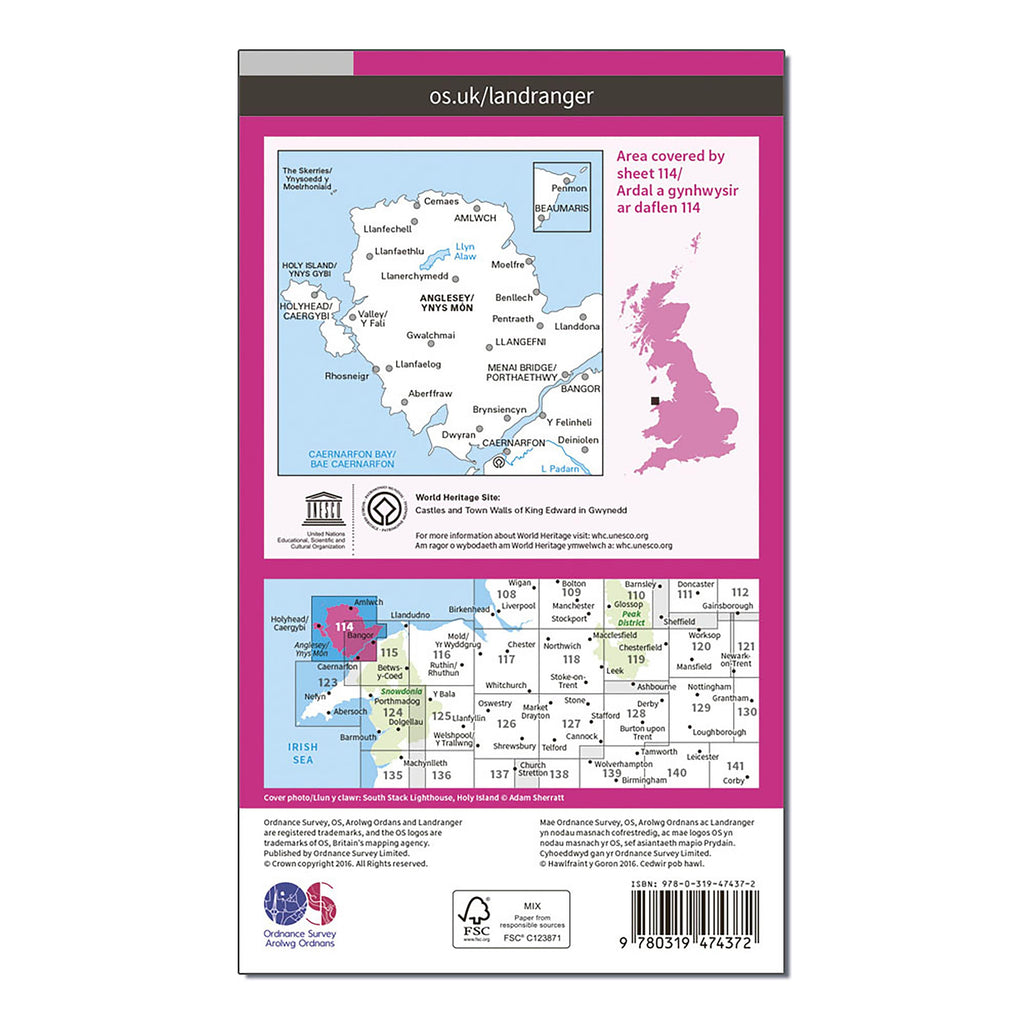 Landranger Active 114 Anglesey Map With Digital Version