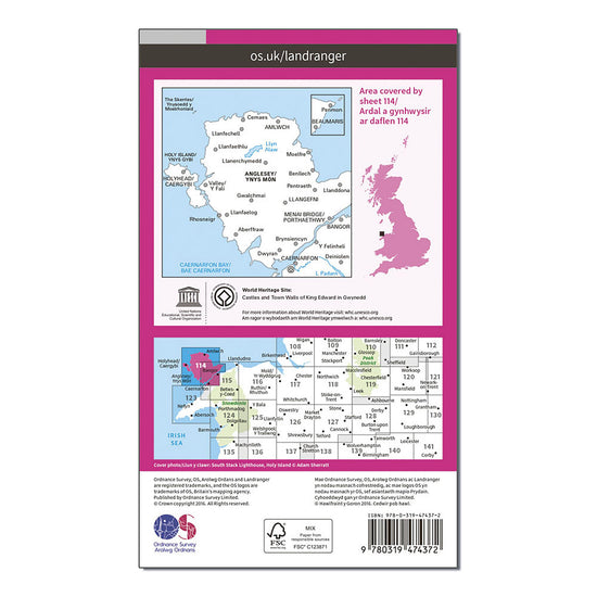 Landranger Active 114 Anglesey Map With Digital Version