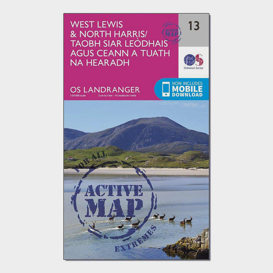 Landranger Active 13 West Lewis & North Harris Map With Digital Version