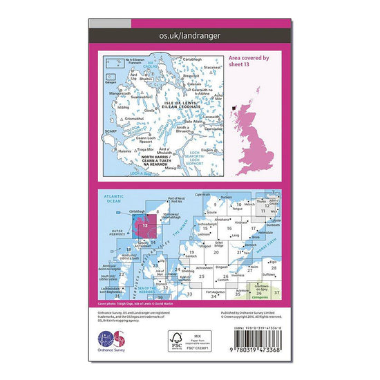 Landranger Active 13 West Lewis & North Harris Map With Digital Version