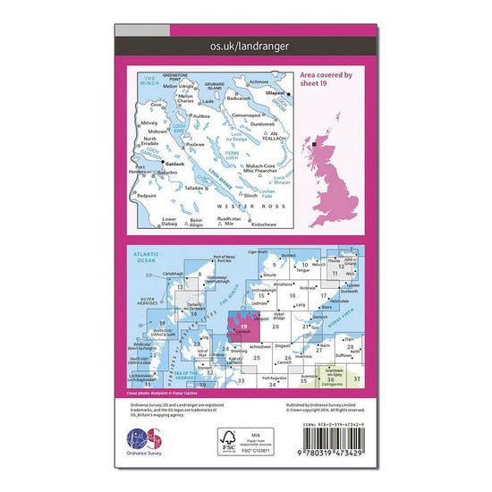Landranger Active 19 Gairloch & Ullapool, Loch Maree Map With Digital Version