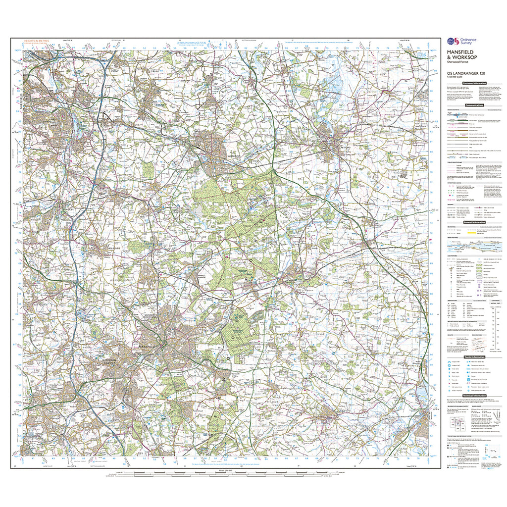 Landranger Active 120 Mansfield & Worksop, Sherwood Forest Map With Digital Version