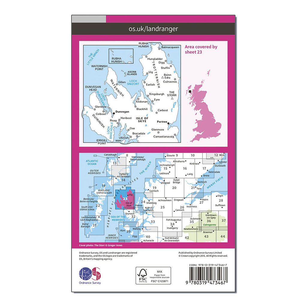 Landranger Active 23 North Skye, Dunvegan & Portree Map With Digital Version