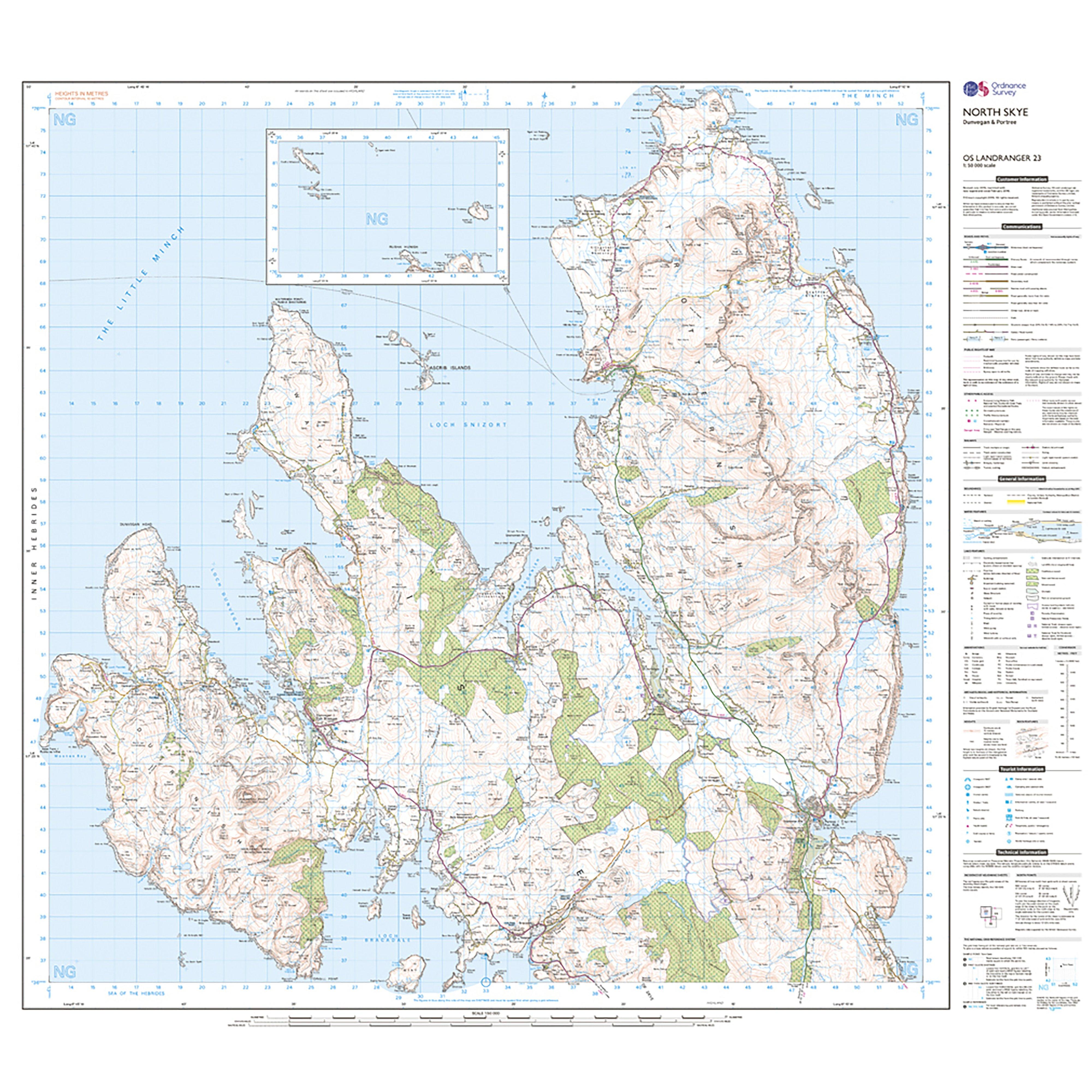 Landranger Active 23 North Skye, Dunvegan & Portree Map With Digital Version