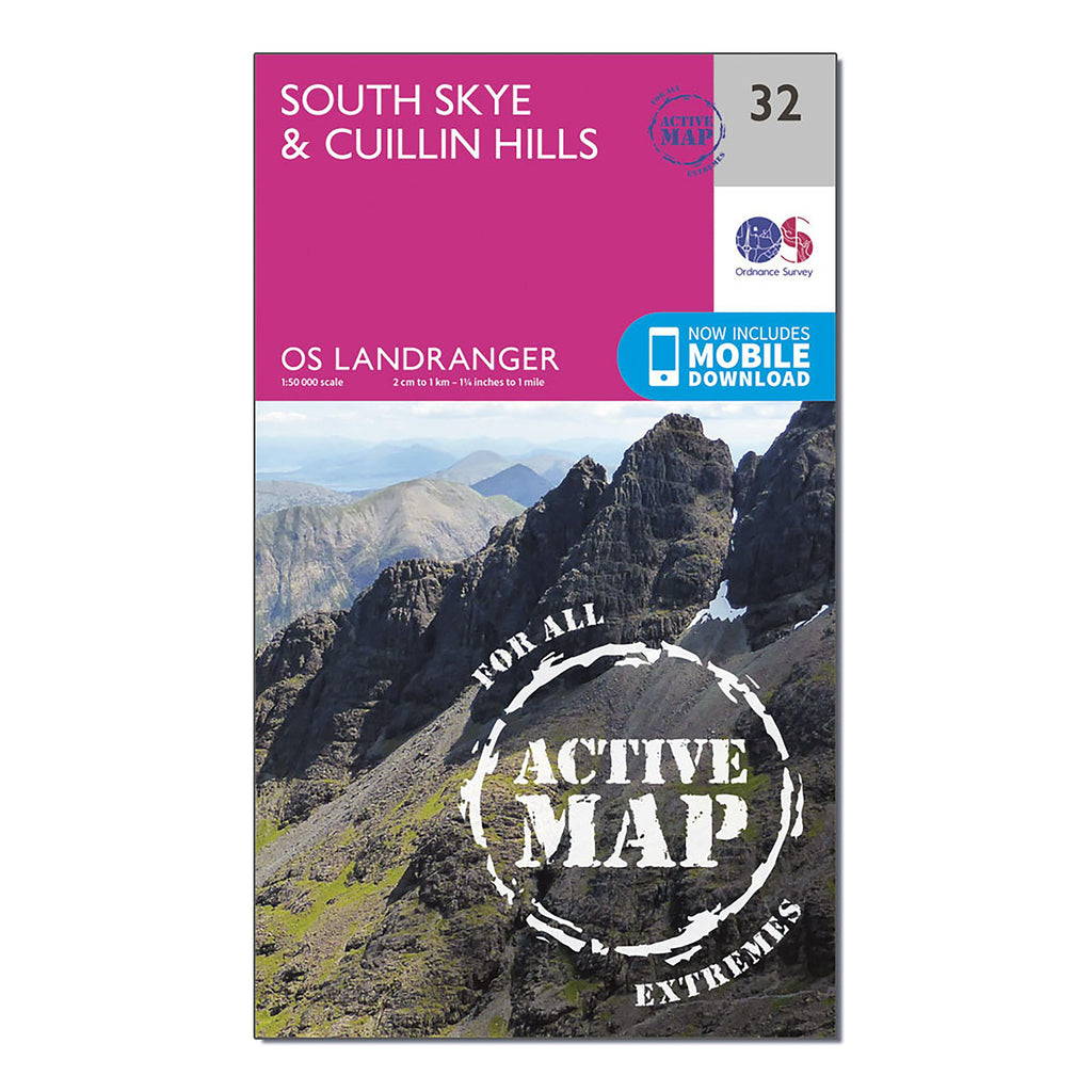 Cuillinne Ridge Map Ordnance Survey Landranger Active 32 South Skye & Cuillin Hills Map ...
