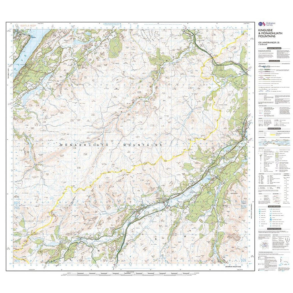 Landranger Active 35 Kingussie & Monadhliath Mountains Map With Digital Version