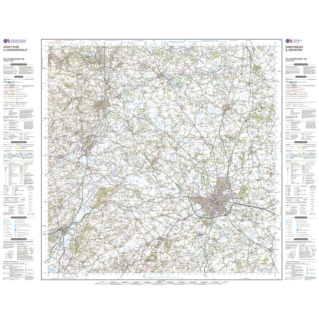 Landranger Active 126 Shrewsbury & Oswestry Map With Digital Version