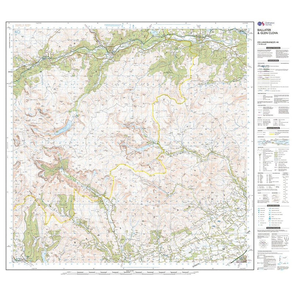 Landranger Active 44 Ballater & Glen Clova Map With Digital Version