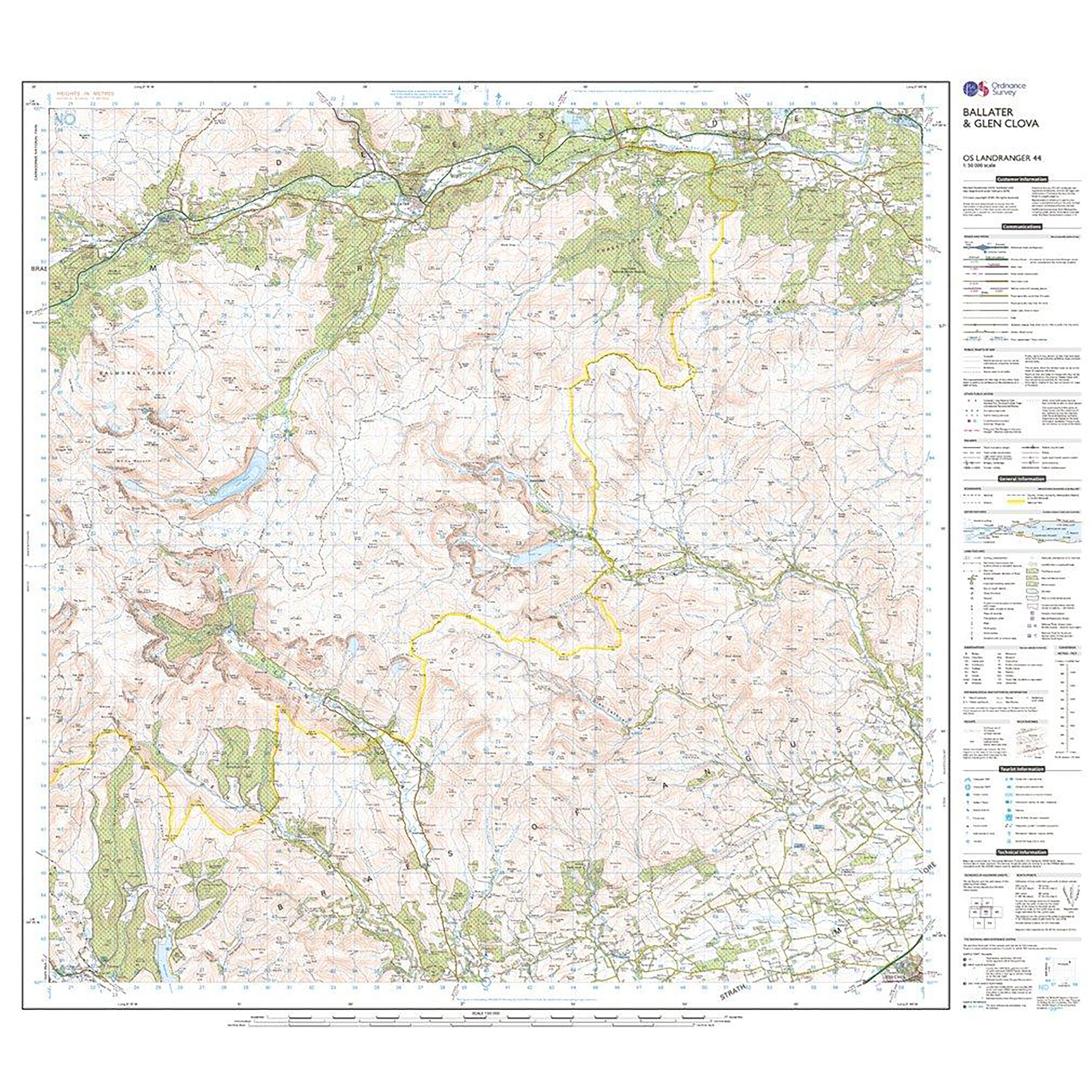 Landranger Active 44 Ballater & Glen Clova Map With Digital Version