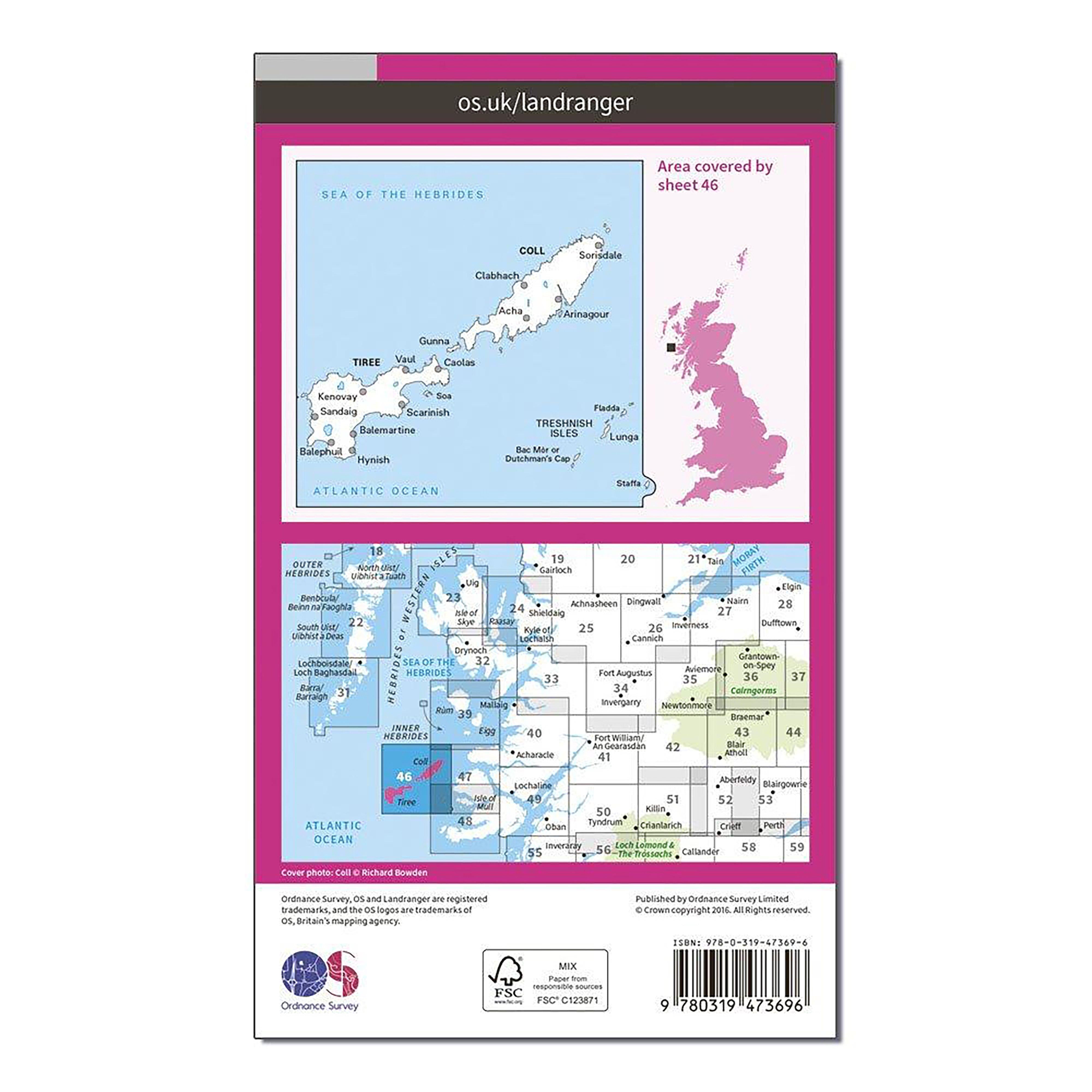 Landranger Active 46 Coll & Tiree Map With Digital Version