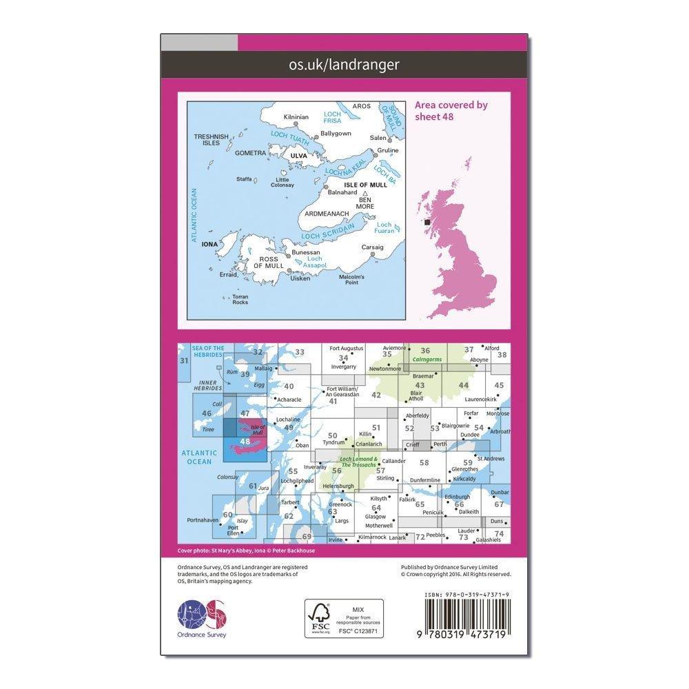 Landranger Active 48 Iona & West Mull, Ulva Map With Digital Version
